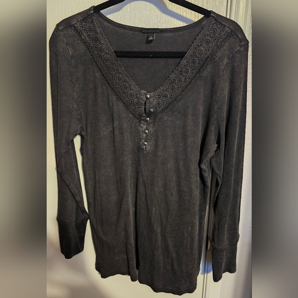 Torrid Black Ribbed Knit Top